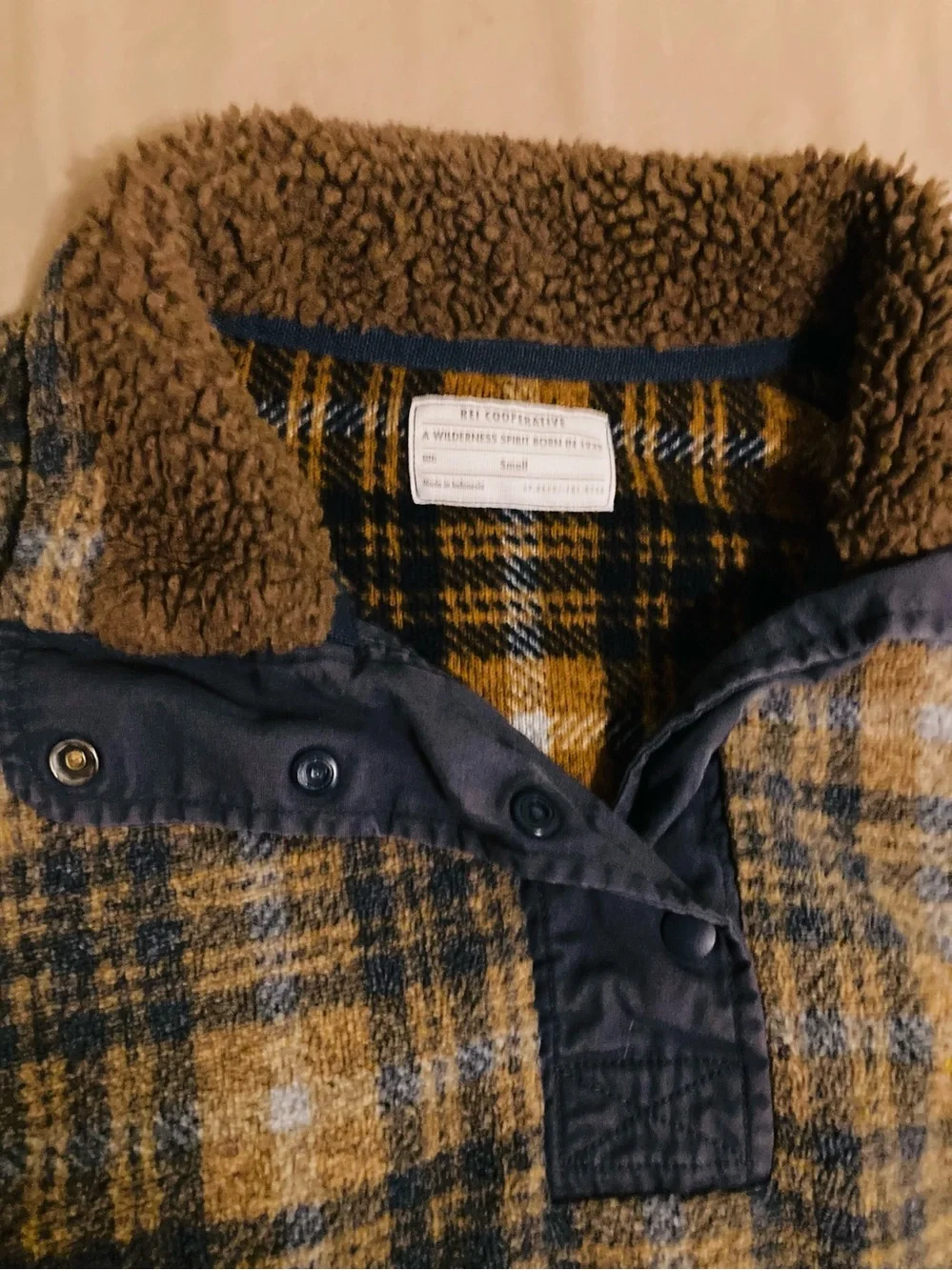 REI Plaid Fleece Pullover Sweater